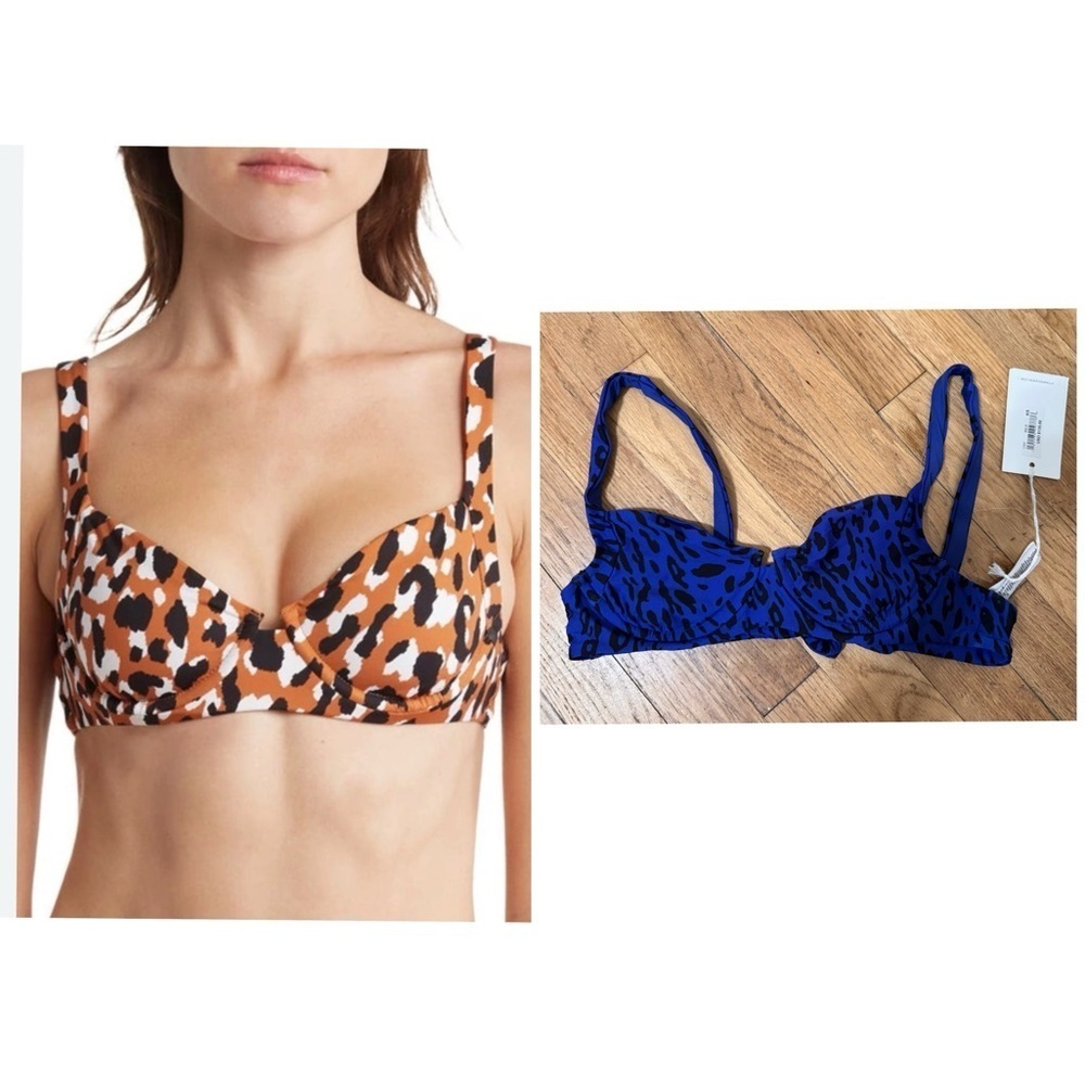 Vitamin A demi blue sea leopard bikini top